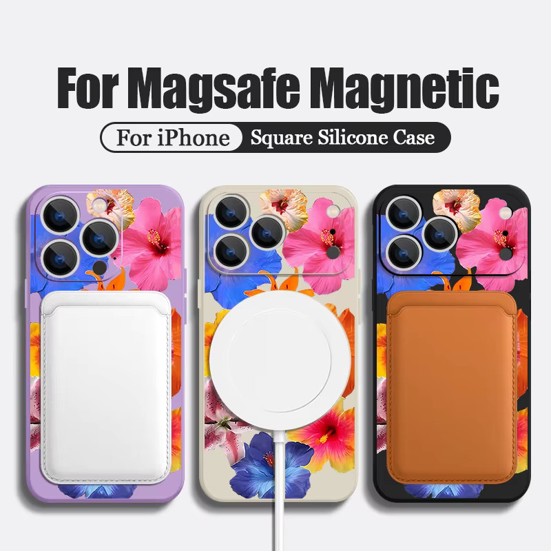 YISHANGOU Magnetische Handyhülle mit buntem Blumenmuster für iPhone 11 bis iPhone 17 Pro Max, Soft TPU Cover in Multicolour und Schwarz - Bild 3