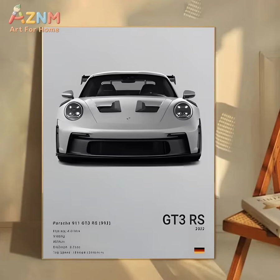 AZNM Leinwand-Wandkunst Supercar Poster mit Porsche GT3 RS und Lamborghini Revuelto Aventador ungerahmt - Bild 4