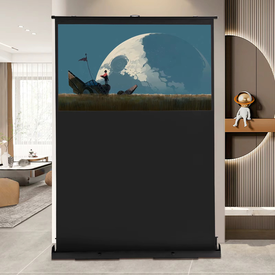Tragbare 60 Zoll Pull-up Projektionsleinwand im Format 16:9 für Bodenprojektionen und HD-Aufnahmen - Bild 2
