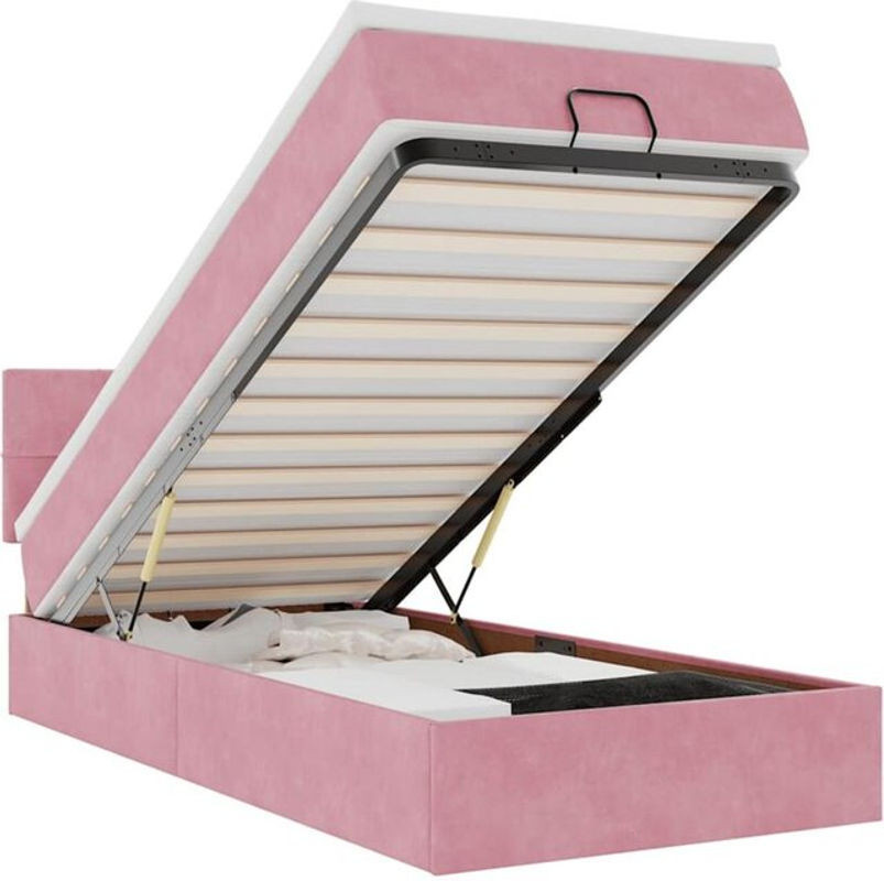 Vidaxl Ottoman Polsterbett aus Samt in Rosa mit Matratze B/T/H: 200 x 80 x 31 cm - Bild 1