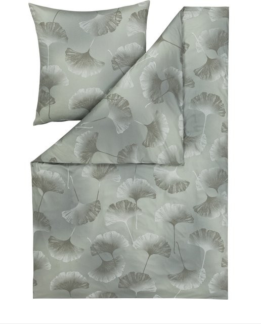 Estella Bettwäsche Isabella Jersey in Grün mit floralem Design, B/H: 135 x 200 cm und 80 x 80 cm - Bild 1