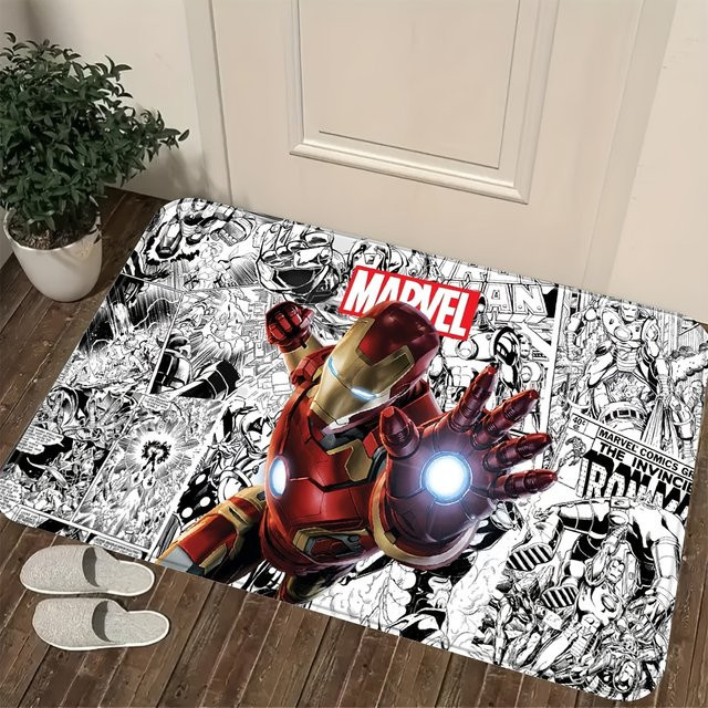 Beast Kingdom Marvel Iron Man Fußmatte mit Comic-Panel-Muster in Rot und Gold, B/T: 60 x 60 cm - Bild 1