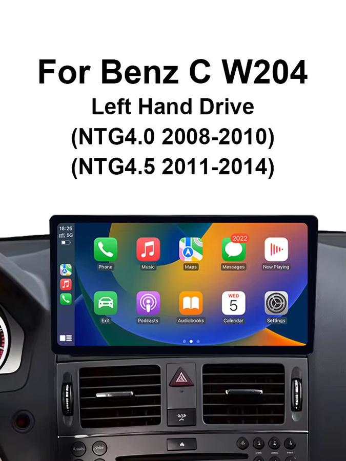 Android 15 Multimedia Autoradio für Mercedes Benz C W204 (2008-2014) mit Bluetooth, GPS, 4G und drahtlosem CarPlay in Schwarz - Bild 5