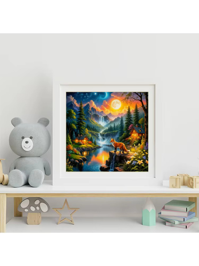 EverShine 5D DIY Diamant Malerei Berg Landschaft mit Wasserfall und Wald Motiv, Mehrfarbig, B/H: 20 x 20 cm - Bild 3