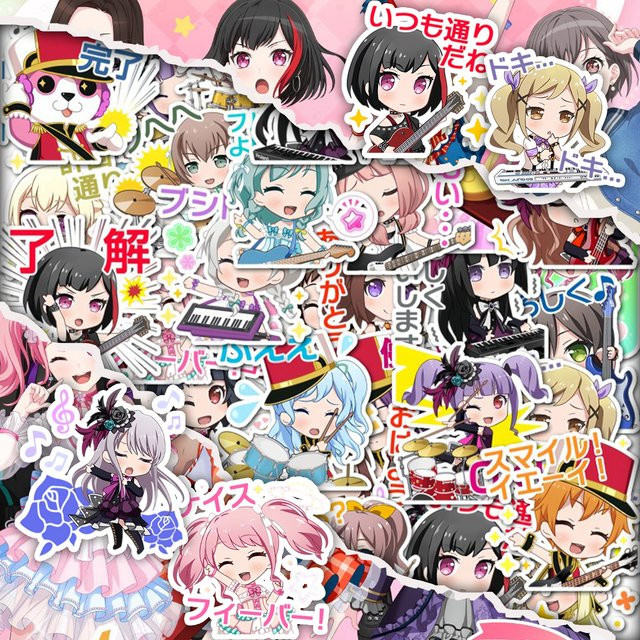 40 Stück BanG Dream Anime Aufkleber Set mit bunten Cartoon-Charakter-Stickern für Handyhüllen, Computer und Wasserbecher - Bild 1