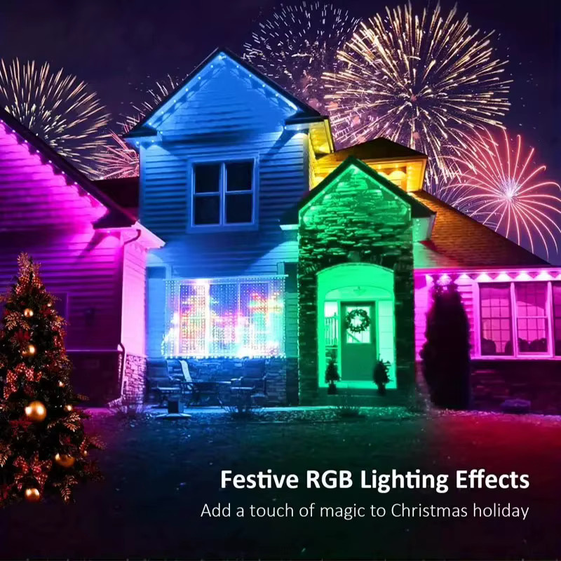 TLEDMP Smart RGBIC LED Traufenkette mit WIFI, Wasserdichte Outdoor Lichterkette für Party und Hochzeit, kompatibel mit Alexa und Google Assistant, Multicolour - Bild 6