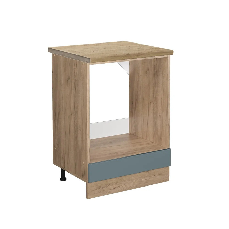 Vicco Herdbauschrank R-Line in Blau-Grau und Eiche, moderner Küchenschrank mit mattem Holzdekor, Breite: 60 cm, Höhe: 81,6 cm, Tiefe: 60 cm - Bild 2