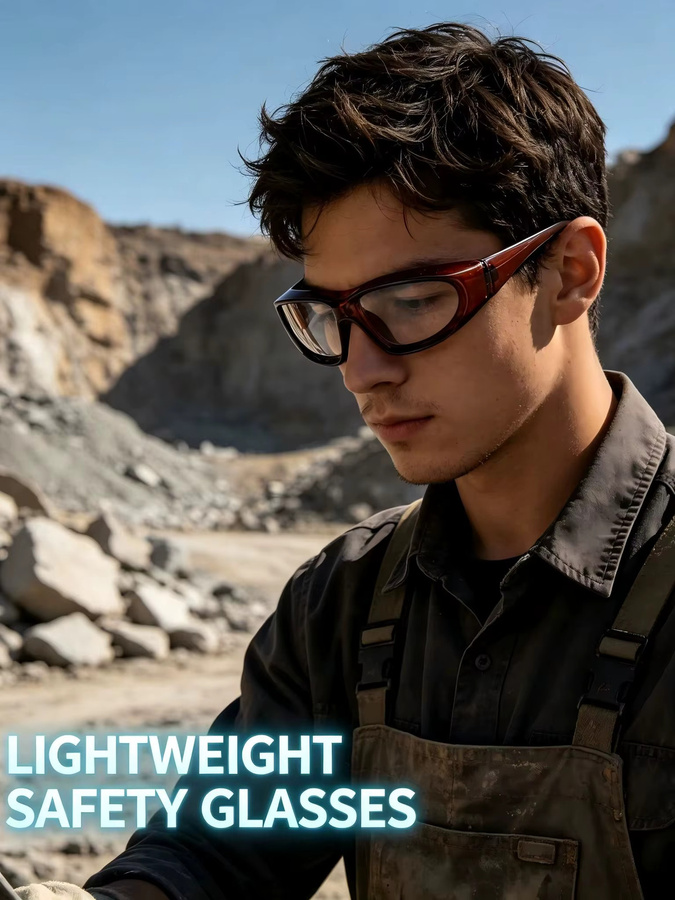 VOPHA Anti-Sand-Windschutzbrille HM4 mit klarem Glas und braunem Gestell für Outdoor-Sport und Arbeit - Bild 7