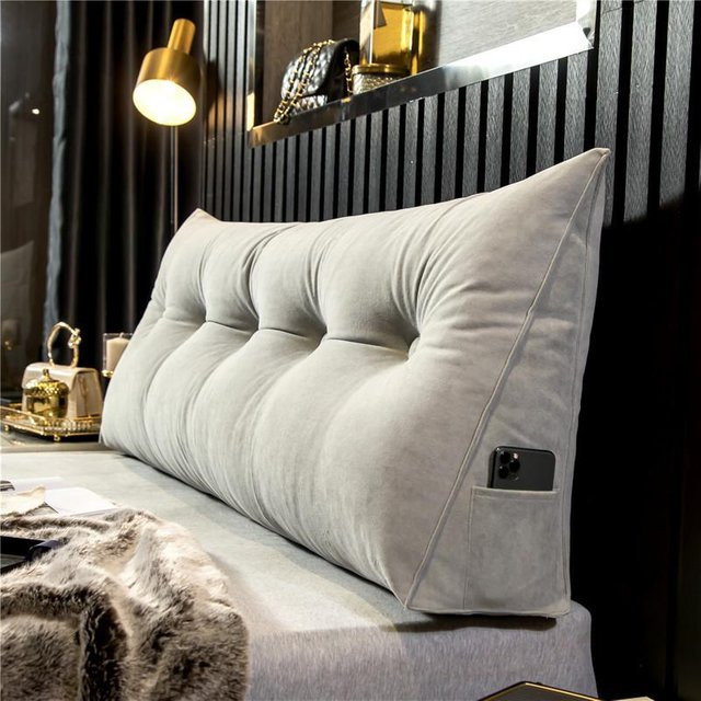Keilkissen SepJiu Grau als dreieckiges Lendenkissen zur Entlastung des Rückens für Sofa und Bett B/H/T: 180 x 50 x 20 cm - Bild 1