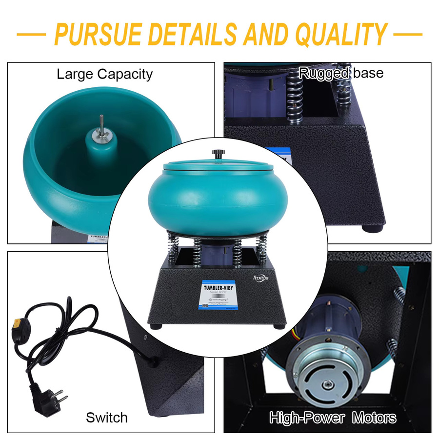 PHYHOO Vibrationspoliermaschine 12L in Türkis für Schmuck, Metall und Edelsteine, 220V - Bild 5