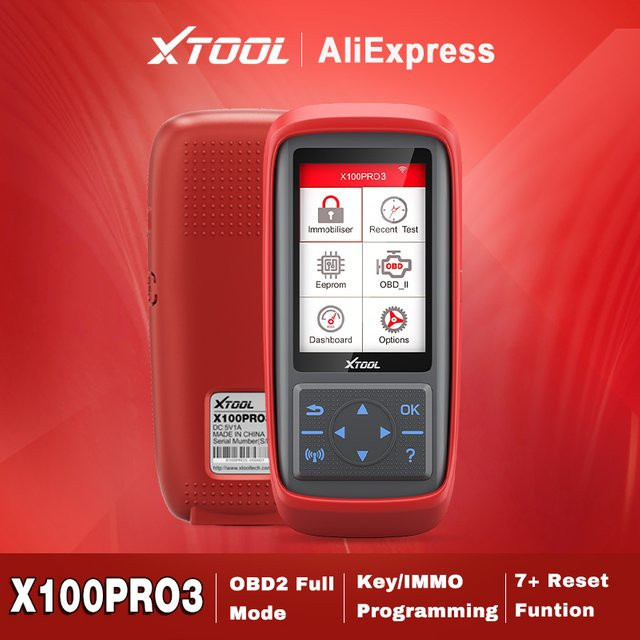 XTOOL X100Pro3 Key IMMO Programmiertool mit EEPROM-Adapter und 13+ Reset-Funktionen als vollständiger OBD2-Automodeleser in Rot - Bild 1