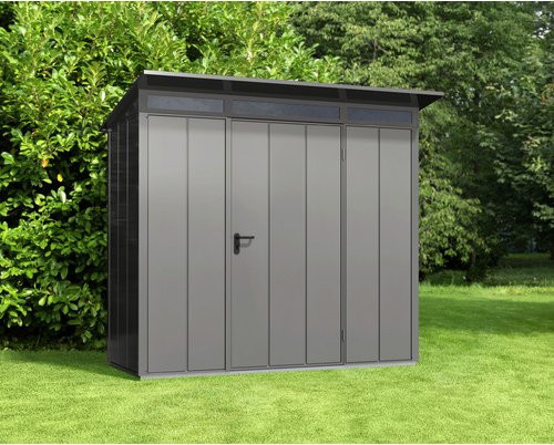 Hörmann Gerätehaus Elegant mit Pultdach und Einzeltür in Graualuminium, Metall, B/H/T: 247,9 x 228,6 x 107,8 cm - Bild 2