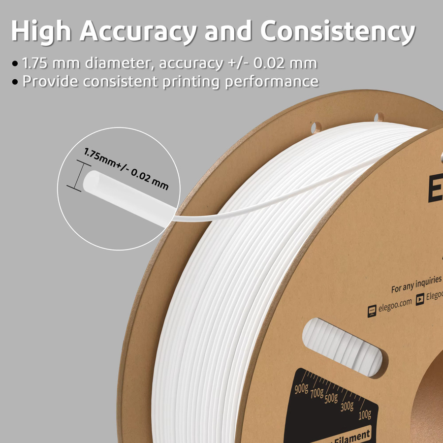ELEGOO ASA-Filament für FDM-Drucker, Durchmesser: 1,75 mm, Farbe: Weiß - Bild 3
