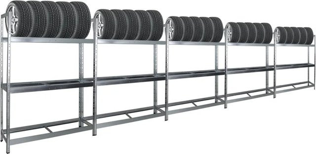 PROREGAL Reifenregal Tiger XL Set aus 5 Stück, verzinkter Stahl, H x B x T: 200 x 150 x 45 cm - Bild 1
