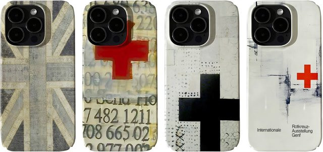 Glänzende Handyhülle im Retro-Kreuzmuster für iPhone 11 bis iPhone 17 Pro Max aus hartem PC-Material - Bild 1