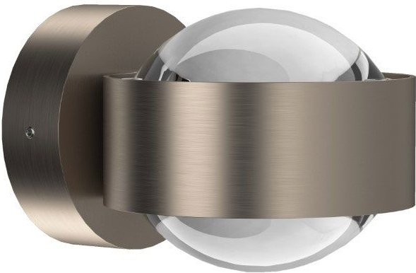 Top Light Puk Mini LED-Wandleuchte in Nickel matt mit transparenter Glaslinse und warmweißem Licht (2700K) - Bild 1