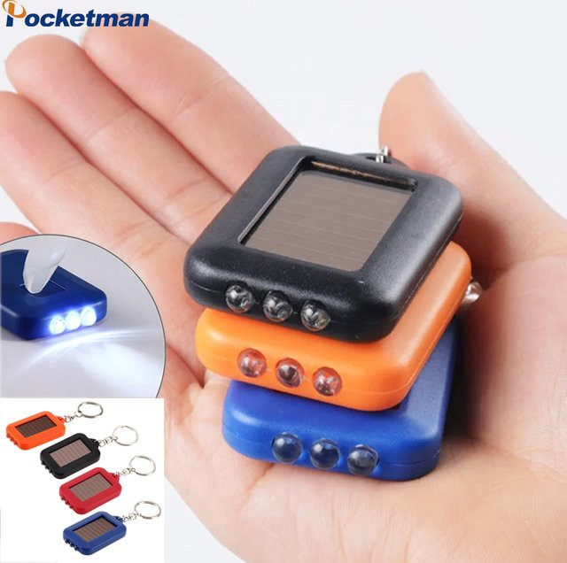POCKETMAN Mini Solar LED Schlüsselanhänger Taschenlampe in Schwarz - Bild 1