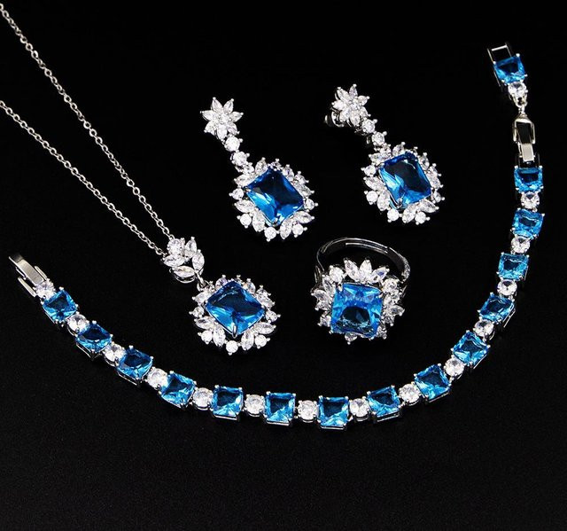 YIRAN Schmuckset, Zirkonia, Kupfer, Silber, Unisex - Bild 1