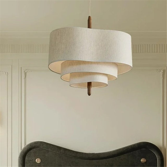 HomeLover Rustikaler Kronleuchter aus Stoff in Beige für Wohnzimmer, Küche und Schlafzimmer im Wabi-Sabi-Stil - Bild 1