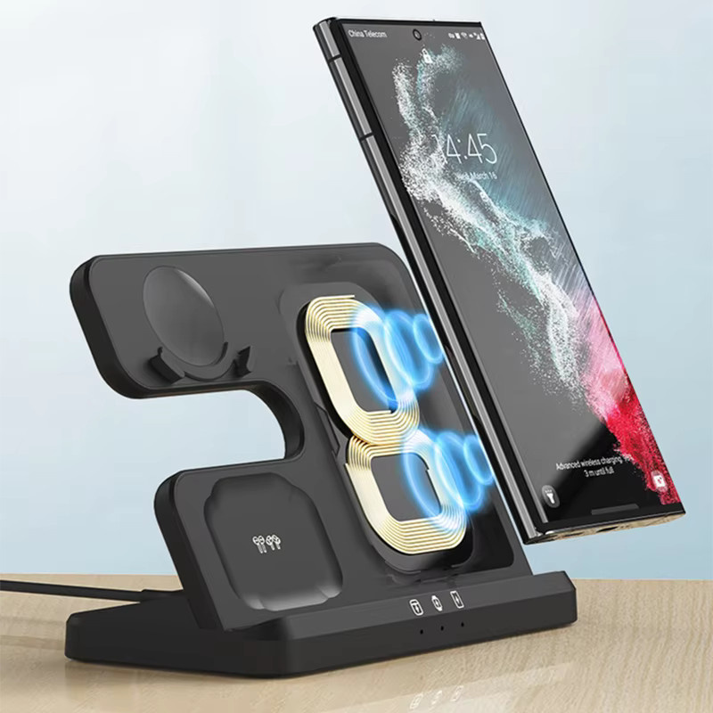 Samsung Galaxy 3-in-1 Kabelloses Ladegerät Schnelle Ladestation in Schwarz für Galaxy Z Flip Fold S26 Ultra und Galaxy Watch - Bild 3