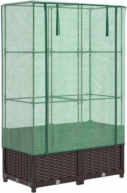 vidaXL Hochbeet mit Gewächshaus-Aufsatz in Rattan-Optik, B/T/H: 80 x 40 x 138 cm - Bild 1