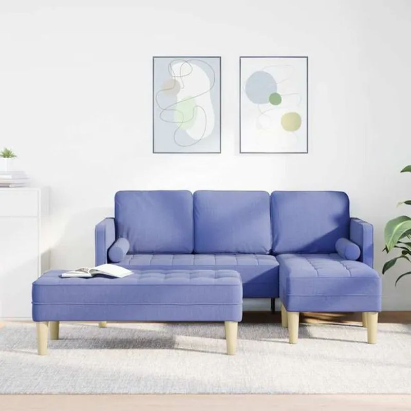 vidaXL Sofa Set 2-teilig in Jeansblau aus Stoff, modern und minimalistisch, B/T/H: 173 x 131 x 67 cm - Bild 1