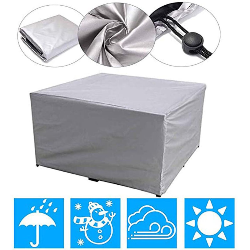 Huapate Quadratische Terrassenmöbelabdeckung für Tische, wasserabweisende Outdoor-Möbelabdeckung aus Polyestergewebe mit PVC-Beschichtung, Farbe: Silber, B/T/H: 130 x 70 x 70 cm - Bild 4