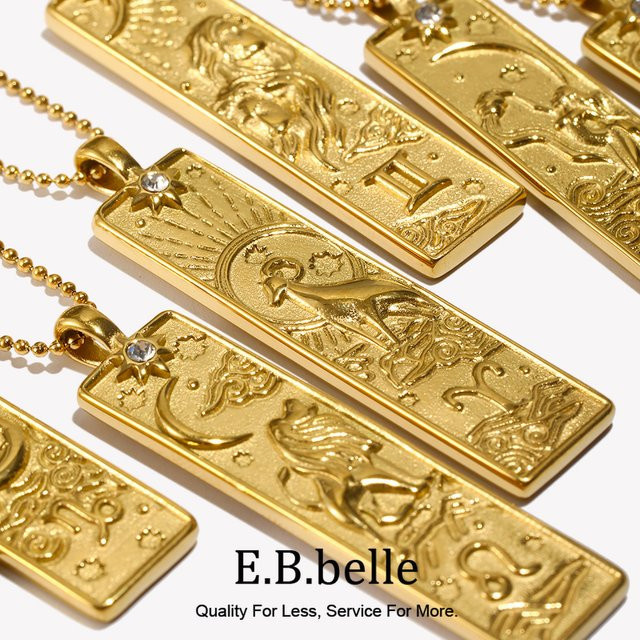 E.B.belle Halskette mit Sternbild-Anhänger, 18 Karat vergoldet, Edelstahl, Damen - Bild 1