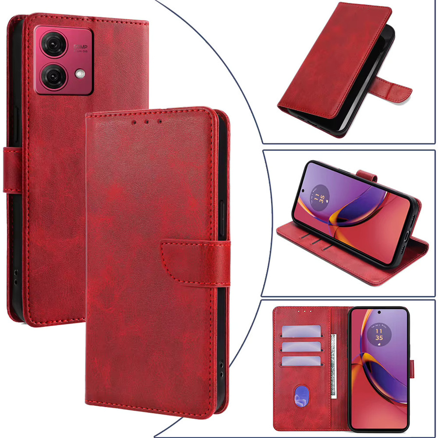 Motorola Business Leder Handyhülle mit Magnetischer Brieftasche für Moto g54 g84 g14 g100 g73 g53j g53y g53 g23 g13 g72 g62 g52j in Blau und Rot - Bild 2
