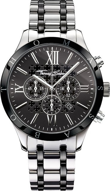 Thomas Sabo Chronograph, Quarz, Edelstahl, Schwarz, 43 mm, Herren - Bild 1