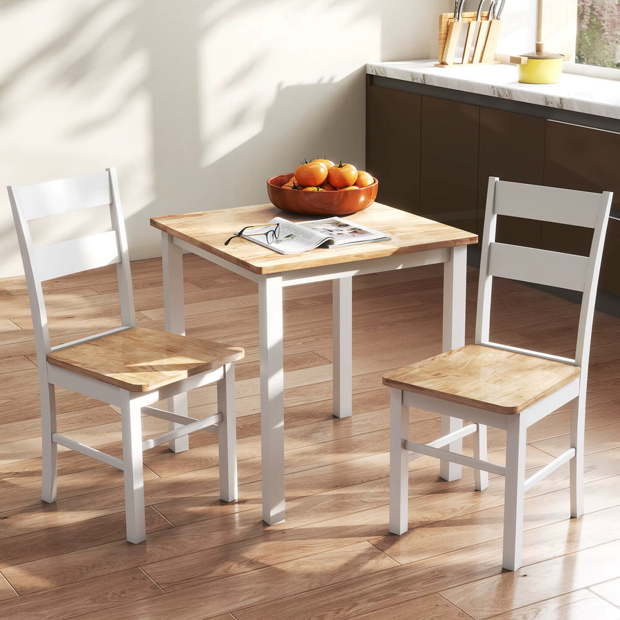 HOMCOM Esszimmerstühle 2er Set aus Holz in Eiche mit Rückenlehne und armlosem Design für Küche und Wohnzimmer - Bild 5