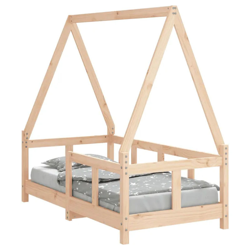 Vidaxl Kinderbett aus Massivholz Kiefer in Natur/Braun, B/T/H: 70 x 140 cm - Bild 2