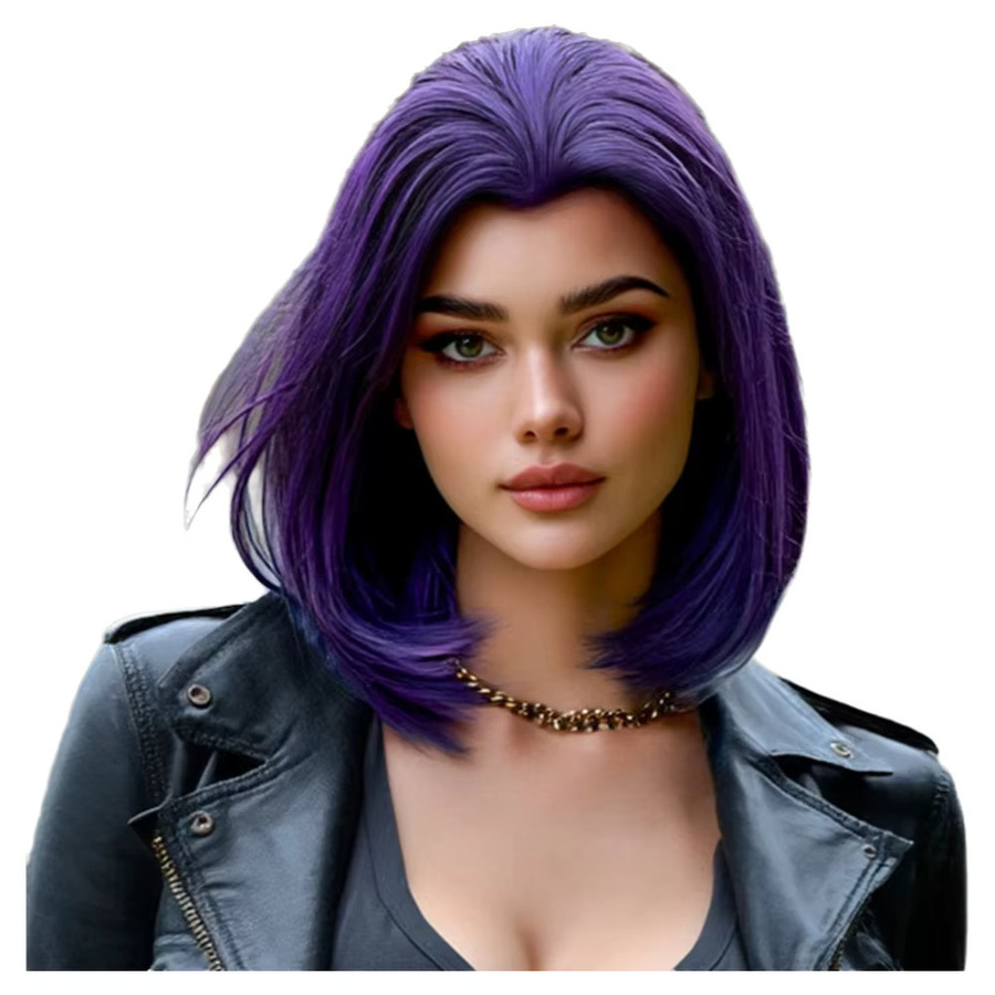 Lila Perücke für Damen, synthetisch, gerade, hitzebeständig - Bild 5