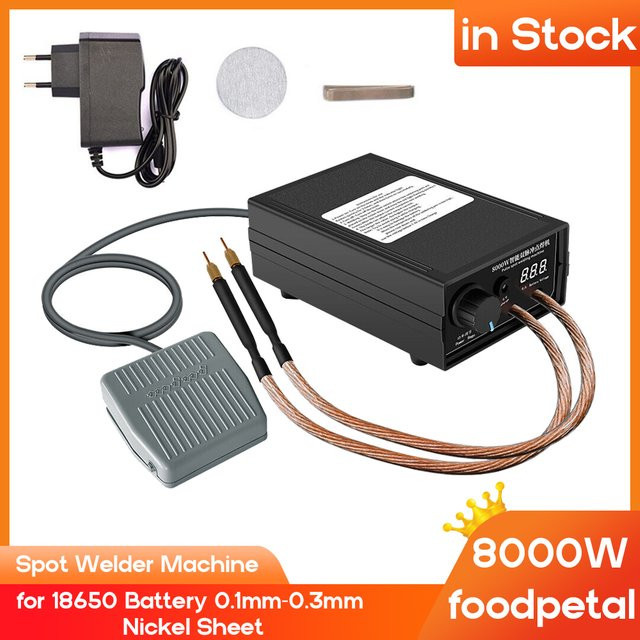 Digitales 8000 W Spot Schweißer Kit mit Fußpedal und Control Board für 18650 Lithium-Batterien, Schwarz - Bild 1