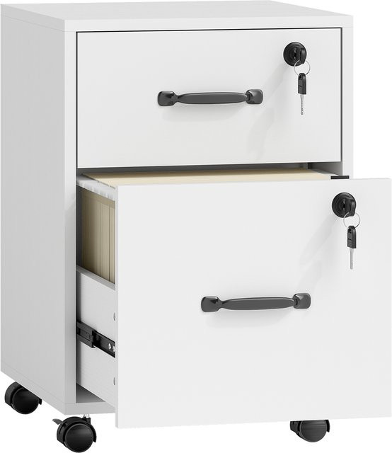 HOMCOM Rollcontainer mit 2 Schubladen in Weiß, Schreibtischcontainer für A4 mit arretierbaren Rollen, B/T/H: 40 x 40 x 54,1 cm - Bild 1