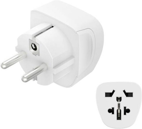 Hama Reiseadapter Typ E und F, 3-polig, universal für Europa, Weiß - Bild 1