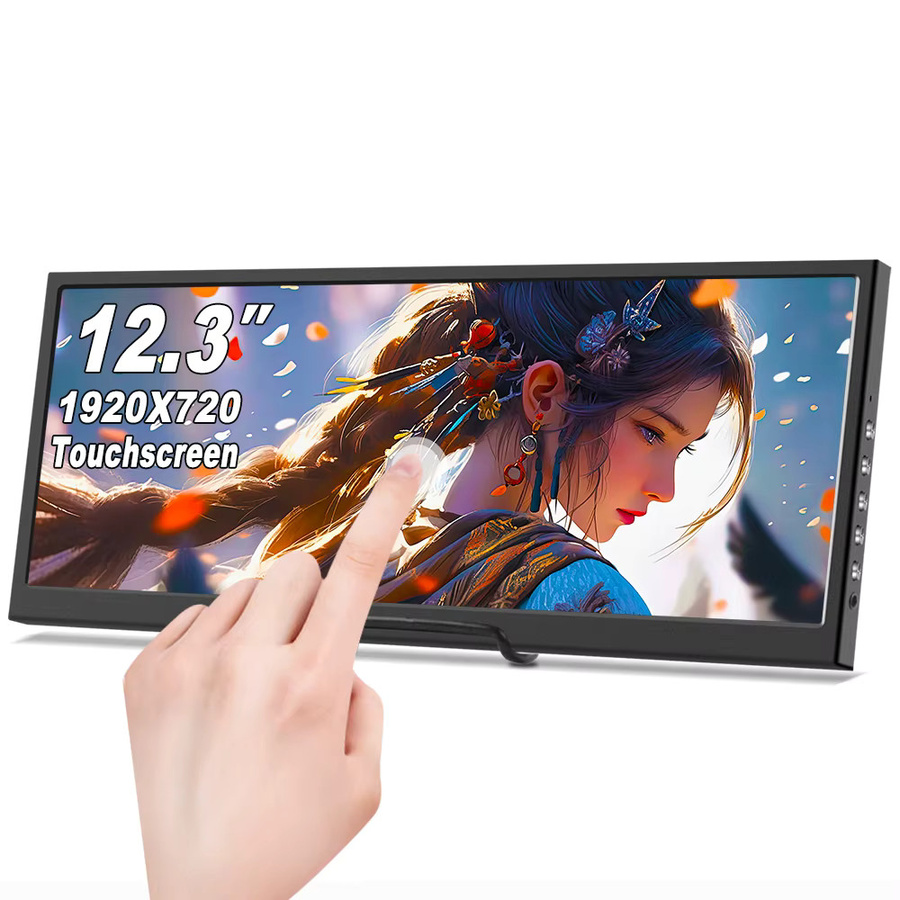 Pisichen Tragbarer 12,3 Zoll Monitor mit Touchscreen, IPS LCD Display, HDMI und USB-C, Schwarz - Bild 7