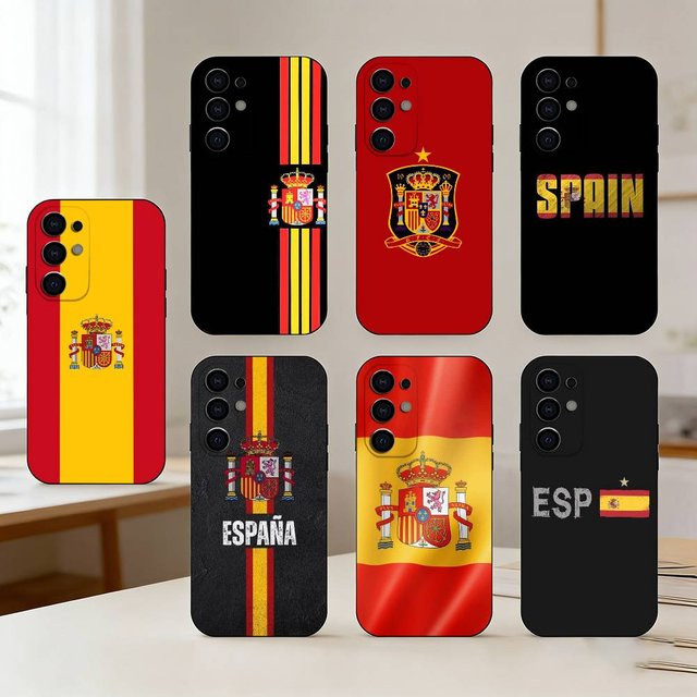 Handyhülle mit spanischer F-Flagge für Samsung Galaxy S25 S24 S23 S22 S21 S20 Ultra Plus FE Lite in Schwarz - Bild 1