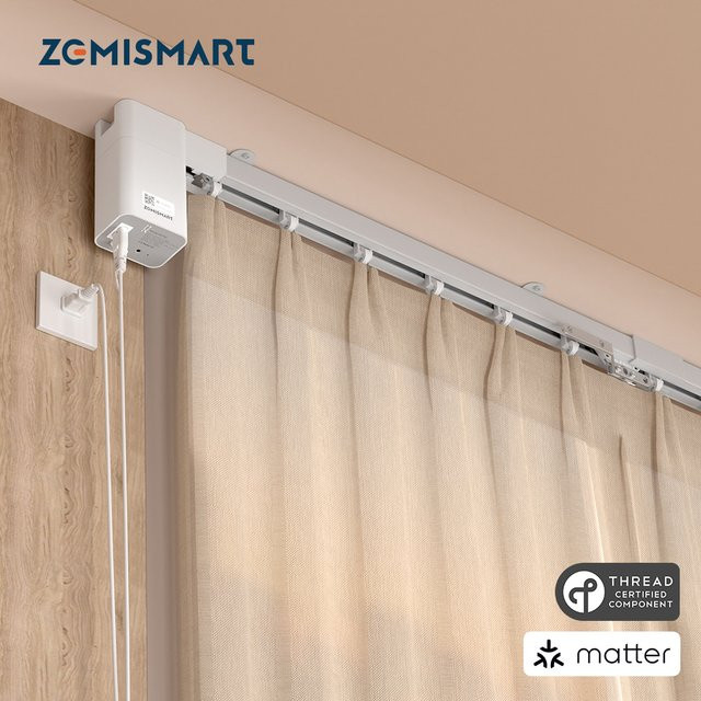 Zemismart Matter Thread Smart Motor MT03 mit Vorhangschienen-Verbindungssystem in Weiß, kompatibel mit HomeKit, SmartThings, Home Assistant und Google Home - Bild 1
