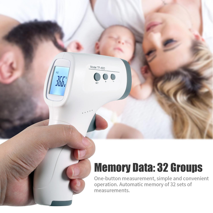 Igeteck Berührungsloses Infrarot-Thermometer für die Stirn mit LCD-Digitalanzeige in Weiß - Bild 2