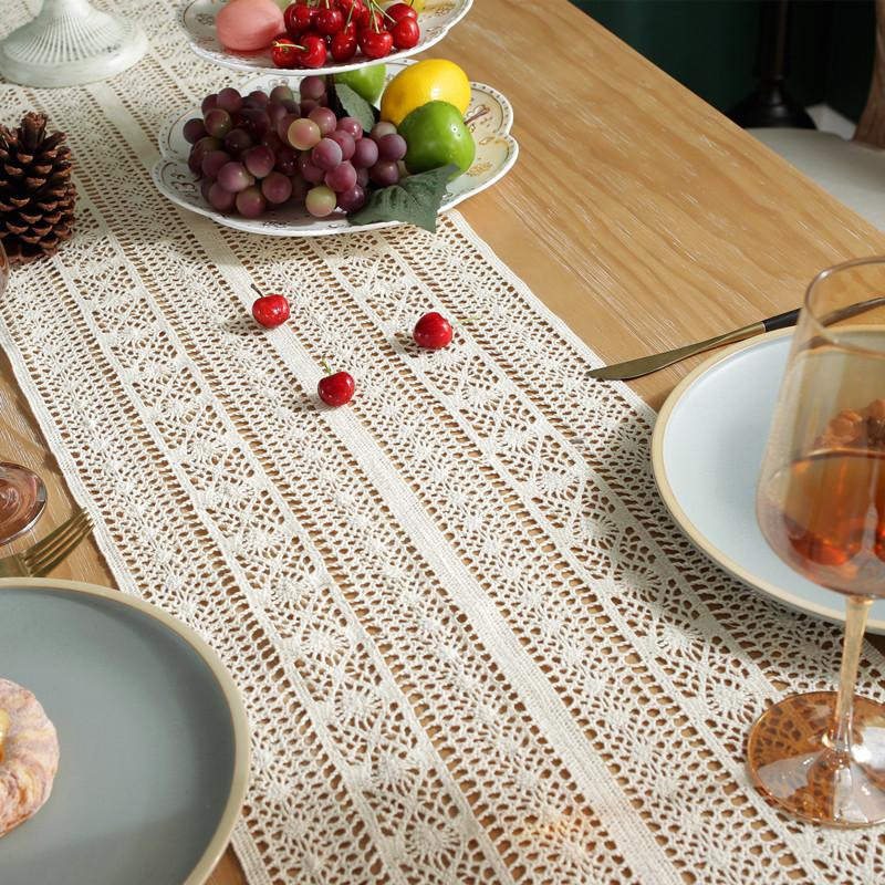 Fashnics Tischläufer aus Baumwolle in Beige mit Quasten, B/L: 30 x 180 cm - Bild 2