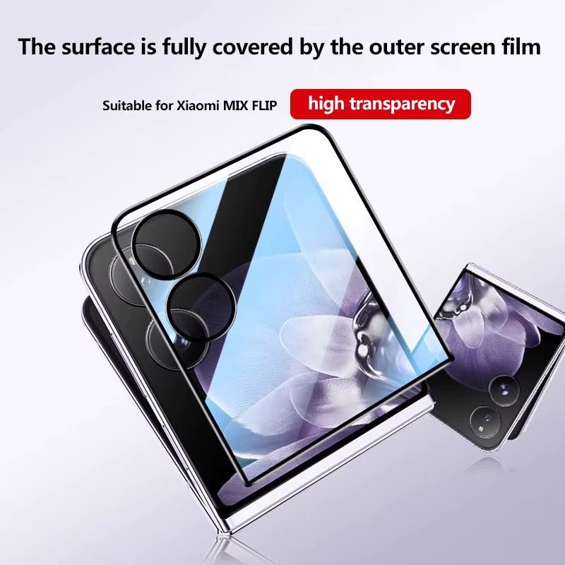 Xiaomi Mix Flip 2 5G Ultra HD Clear 3D gebogenes gehärtetes Glas Displayschutzfolie, transparent, 9H Härtegrad, Full Cover Anti-Scratch - Bild 7