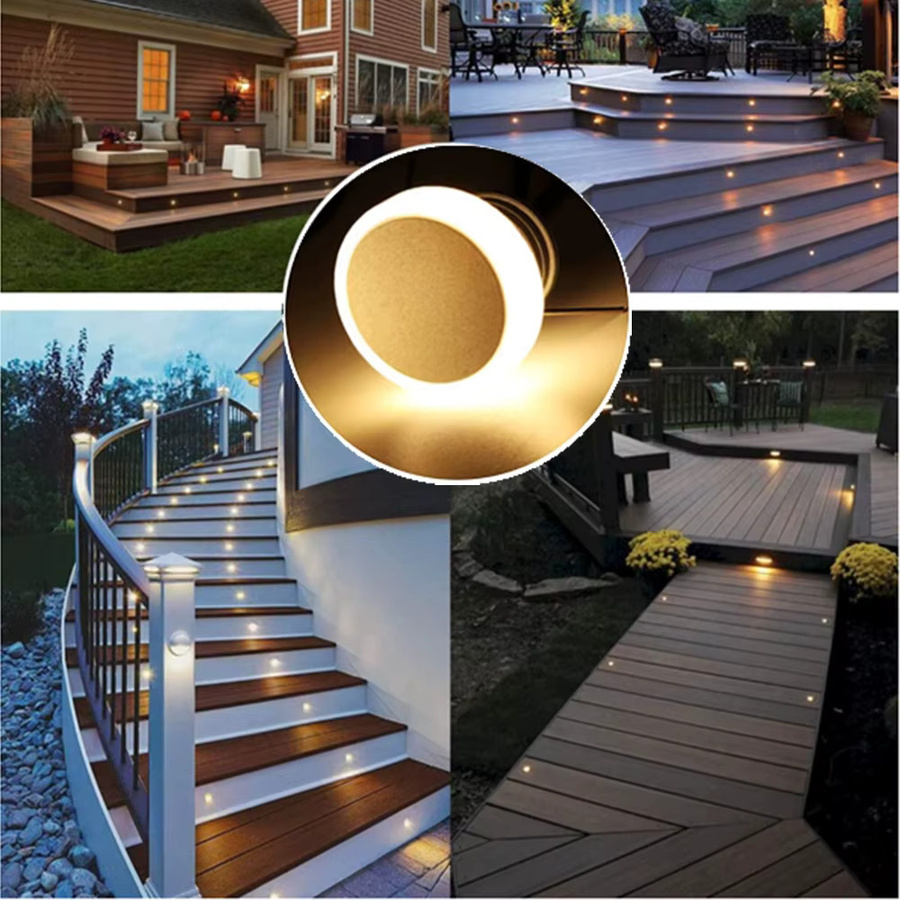 YELEDWAY LED Einbauleuchte für Außentreppen und Garten in Weiß, IP65 wasserdicht, 1W 12V, rund, kühles Weiß - Bild 5