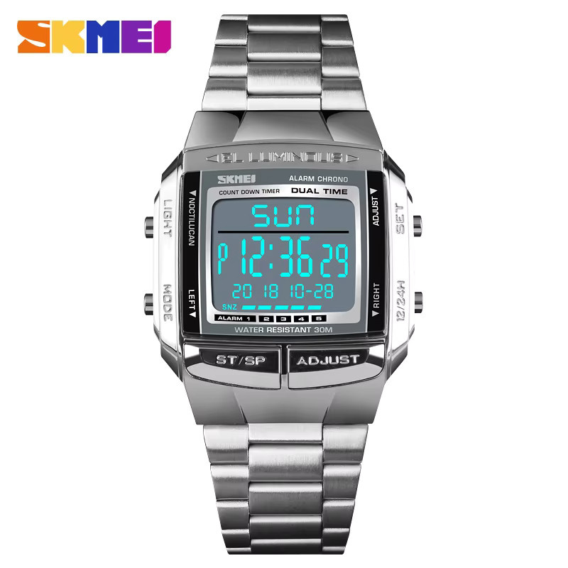 Skmei Digitaluhr, Edelstahl, Schwarz, Herren - Bild 5