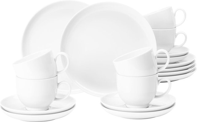 Seltmann Weiden Kaffeeservice Lido aus Porzellan in Weiß, 18er Set - Bild 1