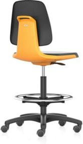 Bimos Arbeitsstuhl Labsit 4 mit K-Leder in Orange und Schwarz, inklusive Fußring und Sitz-Stopp-Rollen, Sitzhöhe: 560-810 mm - Bild 1
