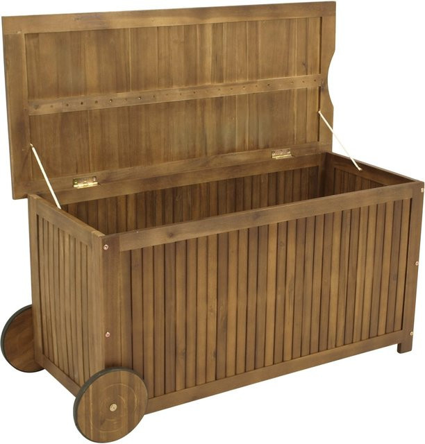 DEGAMO Auflagenbox NAVARRA aus geöltem Akazienholz in Braun mit Rollen, FSC-zertifiziert, B/T/H: 123,5 x 63,0 x 53,5 cm - Bild 1