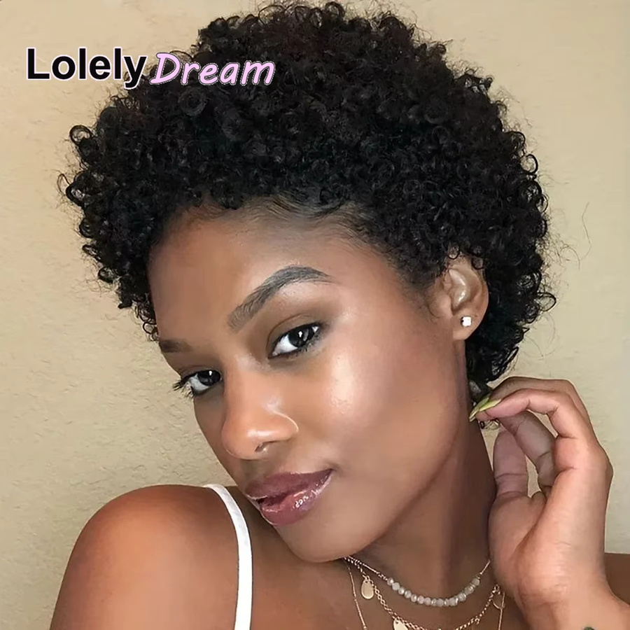 Lolely Dream Afro-Perücke mit Pony, kurze Echthaarperücke, Damen - Bild 3
