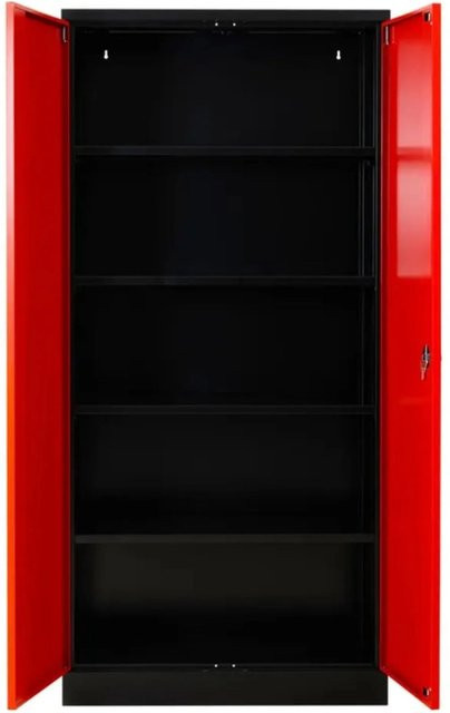 PROREGAL Stahlschrank Bee mit 10 lackierten Fachböden, Korpusfarbe Anthrazit und Frontfarbe Feuerrot, H x B x T: 195 x 92 x 50 cm - Bild 1
