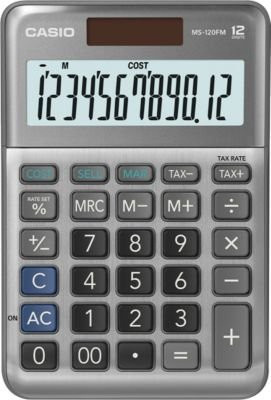 Casio Tischrechner MS-120FM, 12 Stellen, Grau/Silber, Batterie- und Solarbetrieb, B: 10,1 cm, H: 14,85 cm - Bild 2